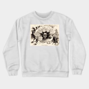 MODERN ARTIST PALETTE WITH SKULL Allegorical Drawing in Black White Crewneck Sweatshirt